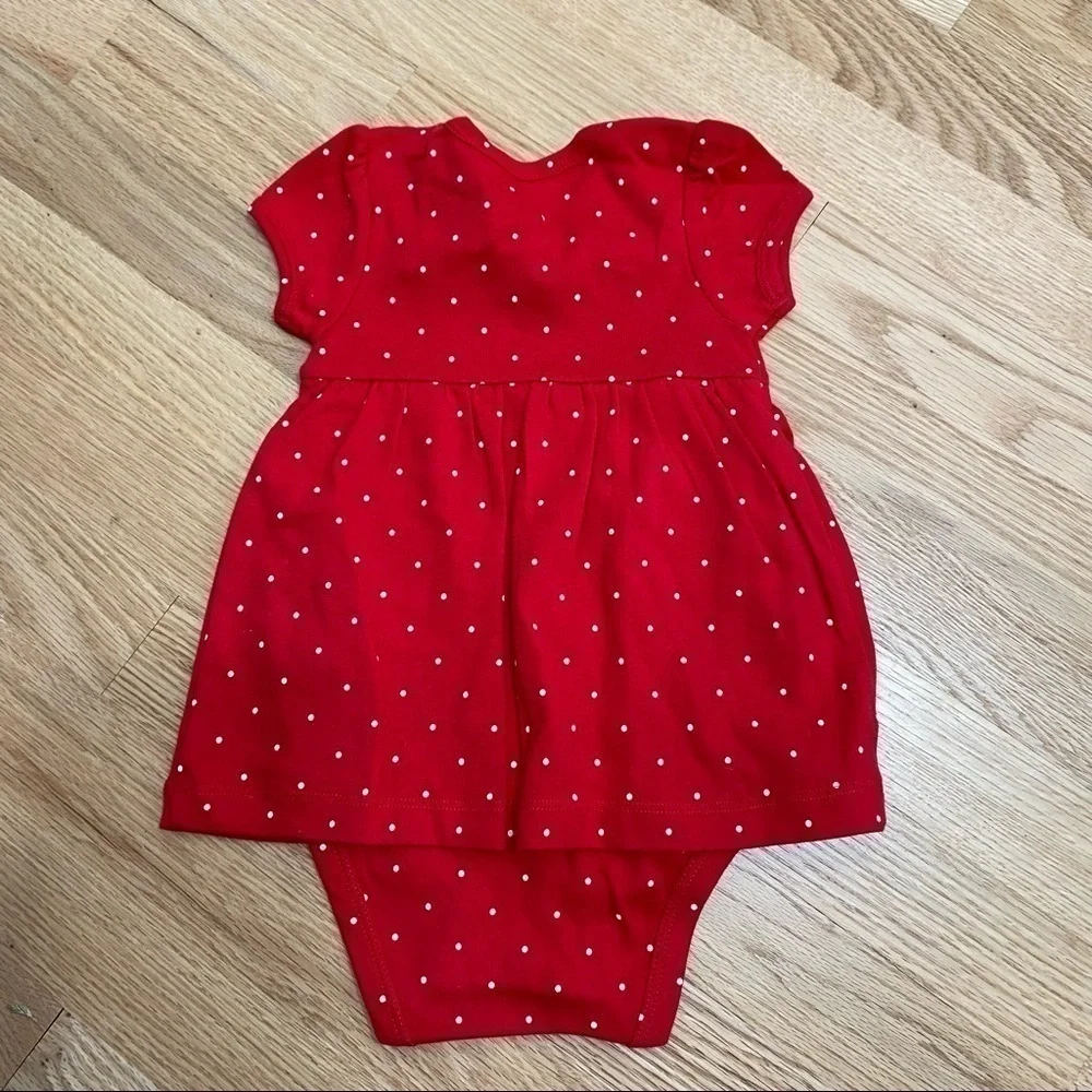 Santa Clause Polka Dot Onesie Dress 9 months Red